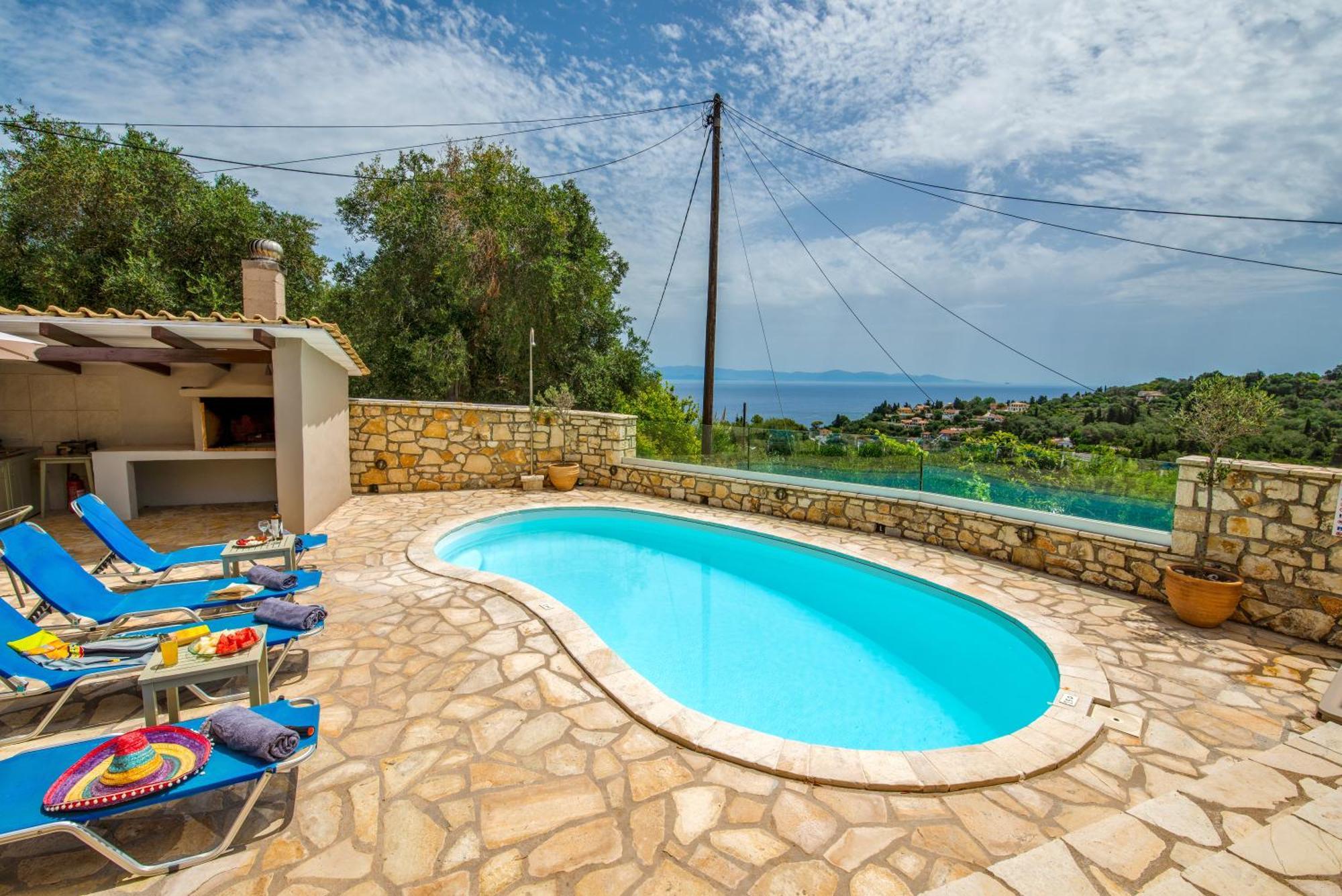 Loggos Seaview Cottage With Private Pool By Konnect Longós Екстериор снимка