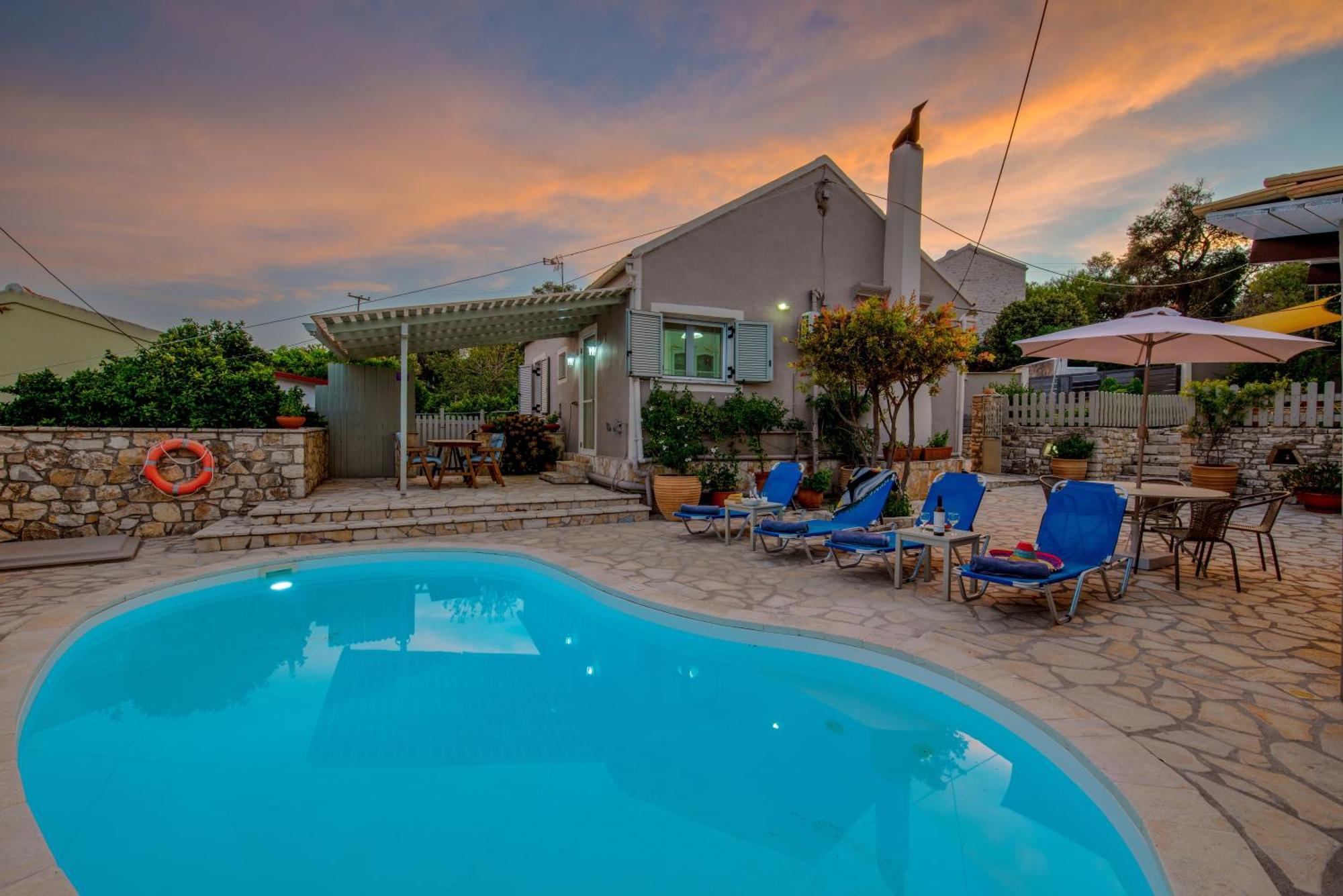 Loggos Seaview Cottage With Private Pool By Konnect Longós Екстериор снимка
