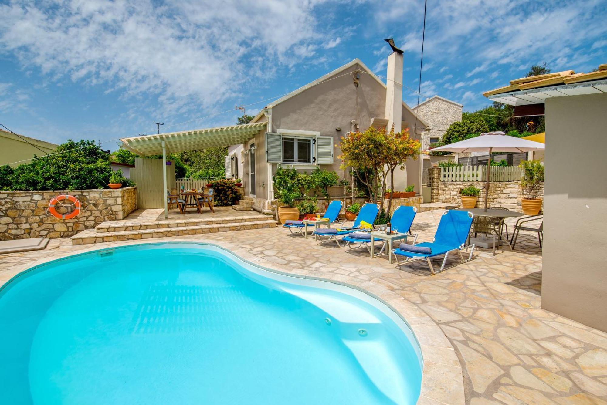 Loggos Seaview Cottage With Private Pool By Konnect Longós Екстериор снимка