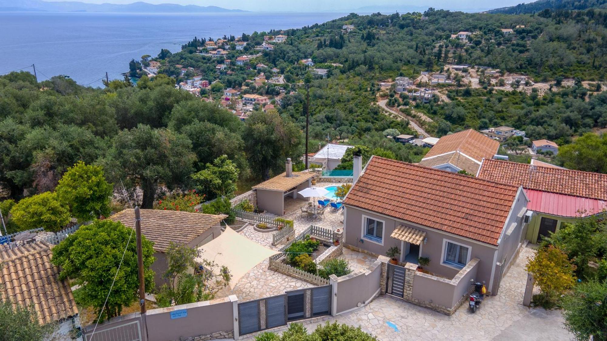 Loggos Seaview Cottage With Private Pool By Konnect Longós Екстериор снимка